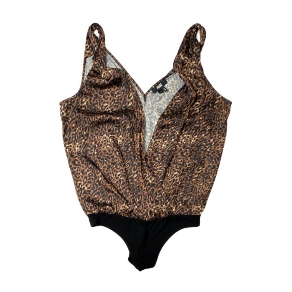 Paige Animal Print Plunging V-Neck Thong Body Suit Size Small
